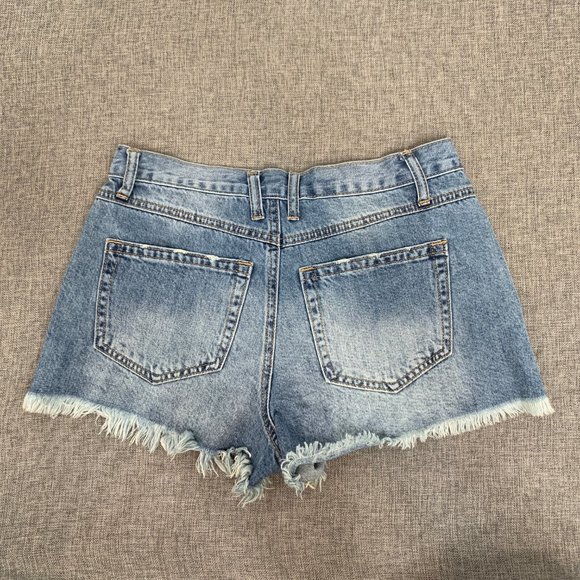 Vanilla Star Festival Short Jean Shorts 100% Cotton W/ Fringe‎ Distressed Size 7 - Picture 10 of 12